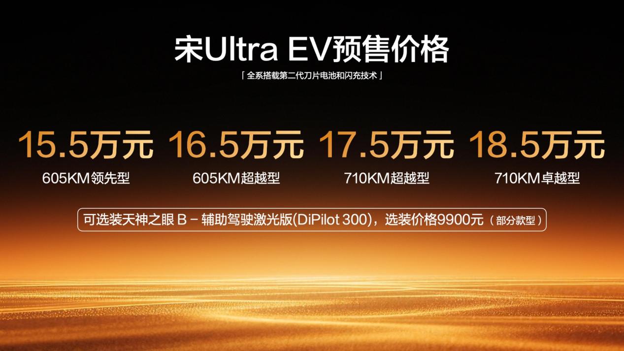 <strong>预售15.5万元起，宋Ultra EV引领B级SUV进入闪充时代</strong>